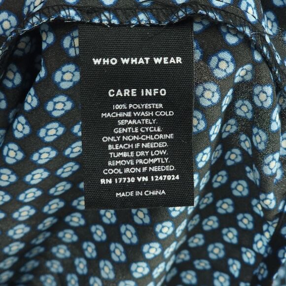 Who What Wear XXL Geometric Print Ruffle Button Down Blouse - Picture 8 of 11